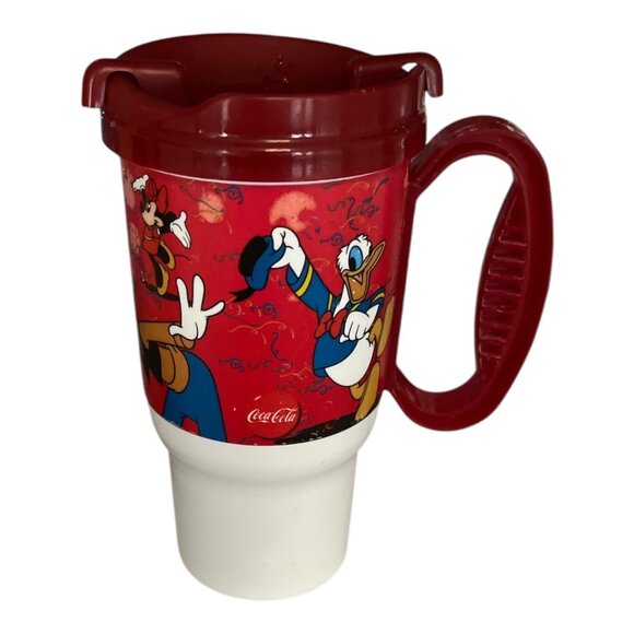 Disney Parks “Celebrate Today” Travel Mug – Coca-Cola – Mickey, Donald, Goofy - Picture 1 of 8